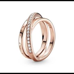 Pandora Crossover Pavé Triple Band Ring 7